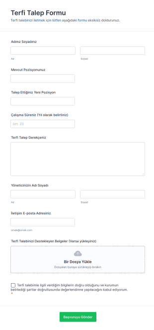 Terfi Talep Form Şablonu