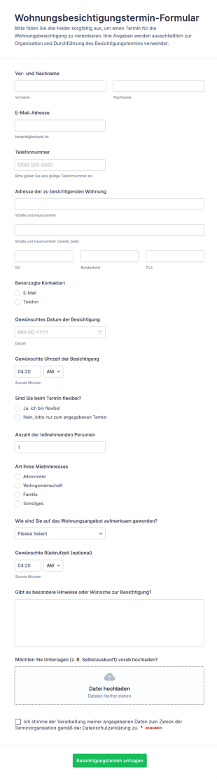 Termin Zur Wohnungsbesichtigung