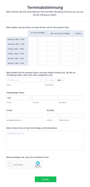 Terminabstimmung Form Template