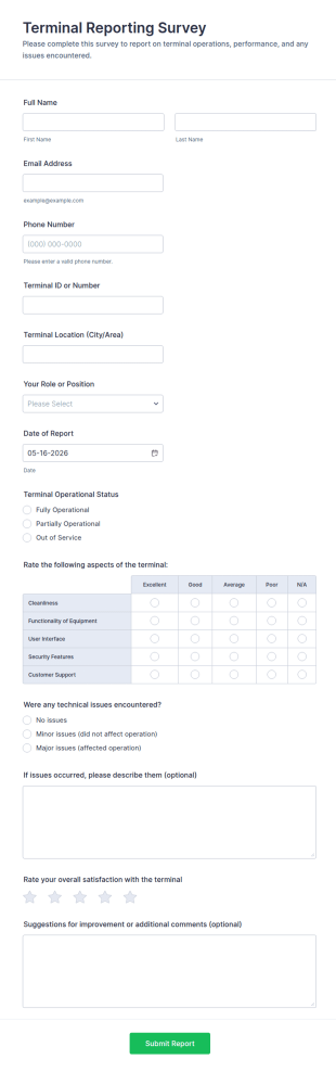 Terminal Reporting Survey Form Template