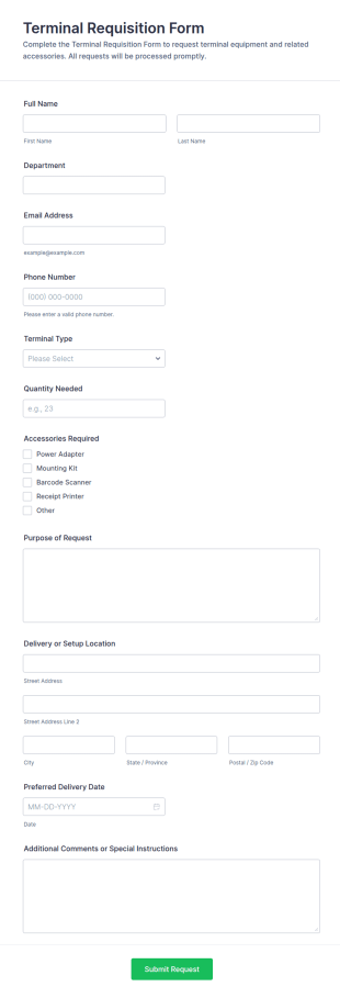 Terminal Requisition Form Template