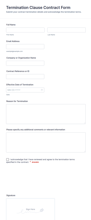 Termination Clause Contract Form Template