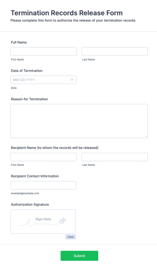 Termination Records Release Form Template