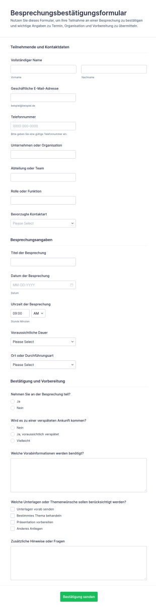 Terminbestätigungsformular