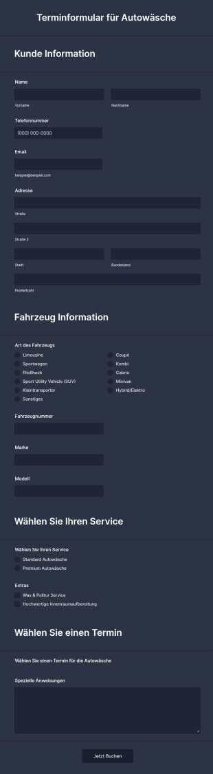 Terminformular Für Autowäsche