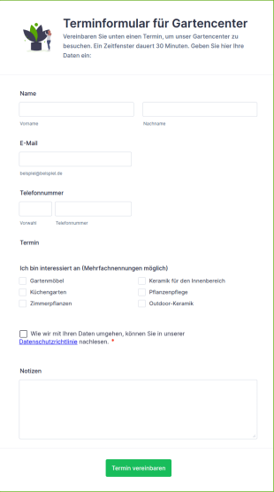 Terminformular Für Gartencenter