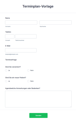 Terminplan Vorlage