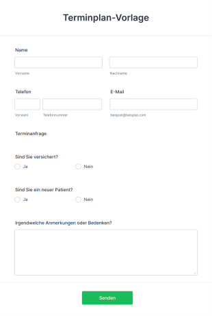 Terminplan Vorlage Form Template
