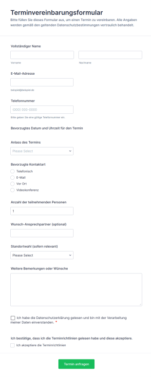 Terminvereinbarungsformular