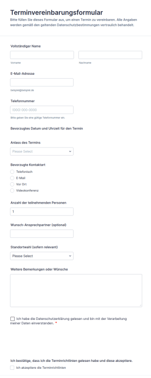 Terminvereinbarungsformular