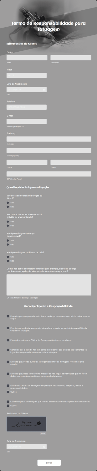 Termo De Responsabilidade Para Tatuagem
