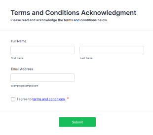 Terms And Conditions Acknowledgment Form Template