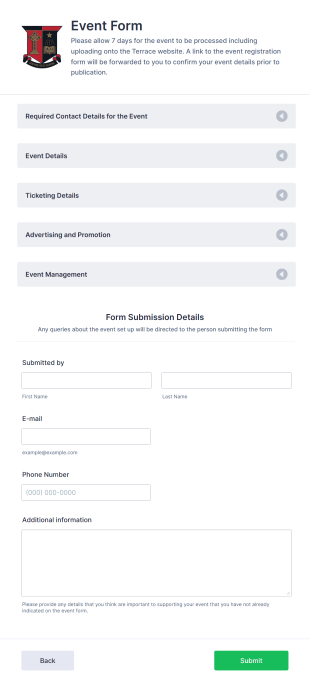 Terrace Community Event Form Template