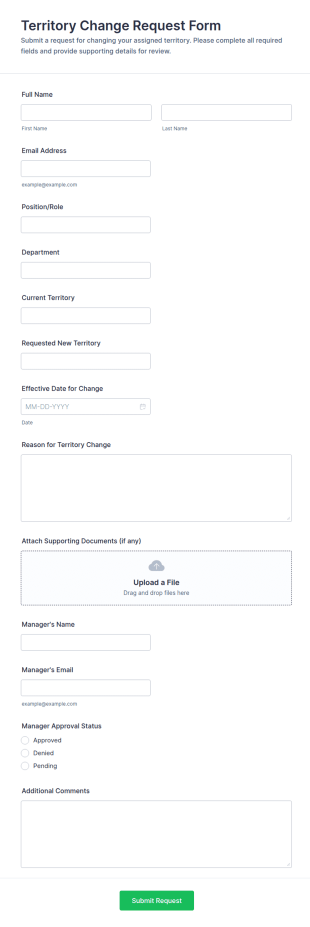 Territory Change Request Form Template