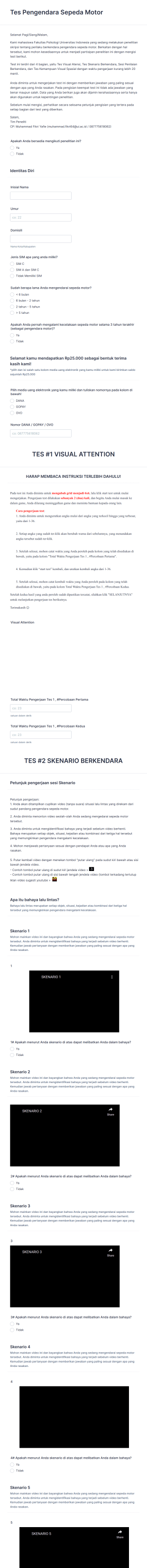 Tes Berkendara Motor 2 Form Template