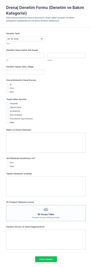 Tesis Kontrolü Anketi Form Şablonu