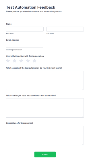 Test Automation Feedback Form Template