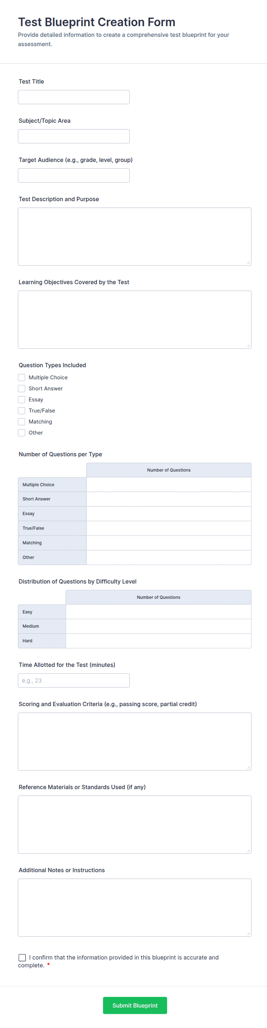 Blueprint Requisition Form Test Blueprint Creation Form Template | Jotform