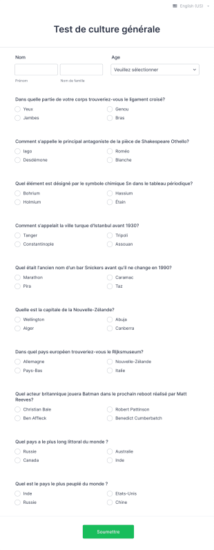 Test De Culture Générale