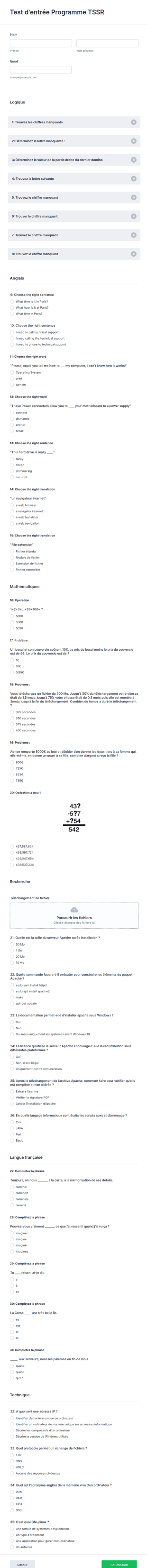 Test D'entrée Programme TSSR