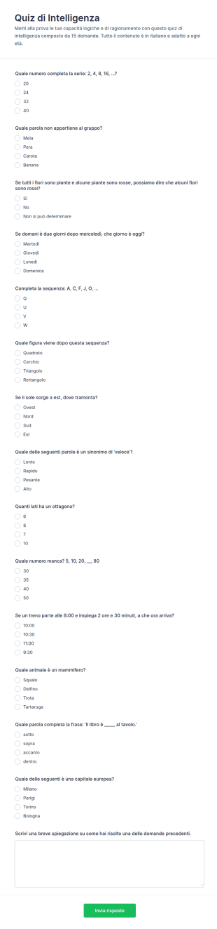 Test Di Intelligenza Quiz