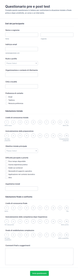 Test Di Pre E Post Valutazione