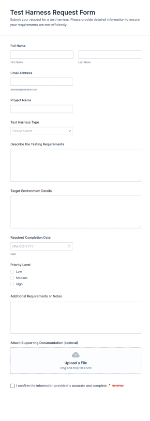 Test Harness Request Form Template