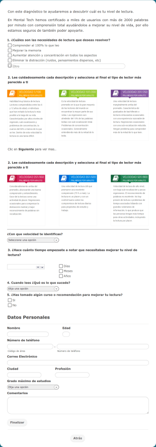 Test Para Diagnóstico De Nivel De Lectura En PC