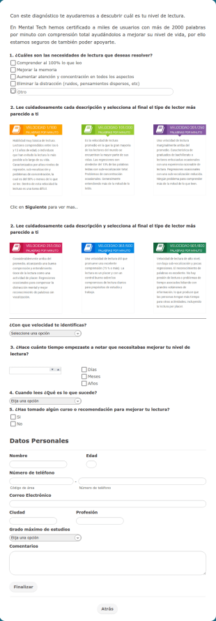 Test Para Diagnóstico De Nivel De Lectura En PC