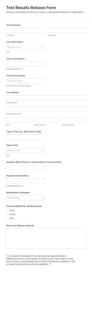 Test Results Release Form Template