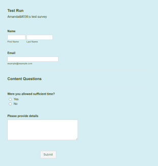 Test Run Form Template