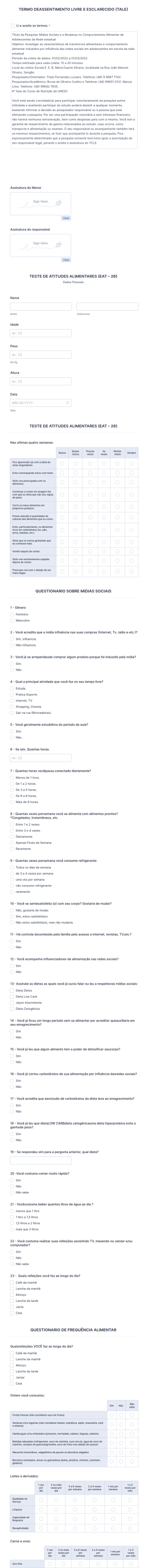 Teste De Atitudes Alimentares (Eat – 26)
