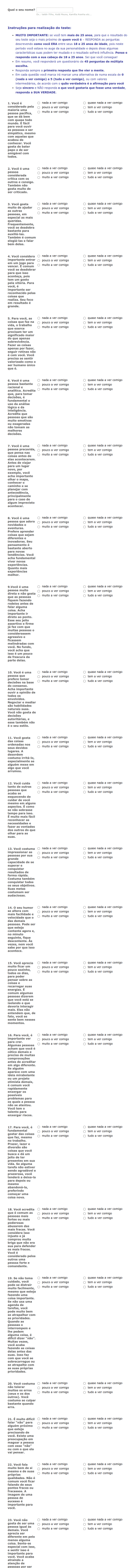 Teste Eneagrama Form Template