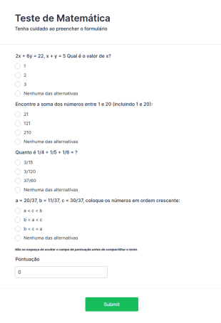Teste Rápido De Matemática