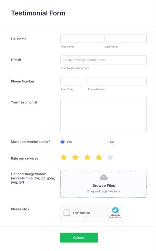 Testimonial Form Template