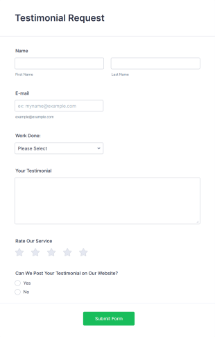 Testimonial Request Form Template