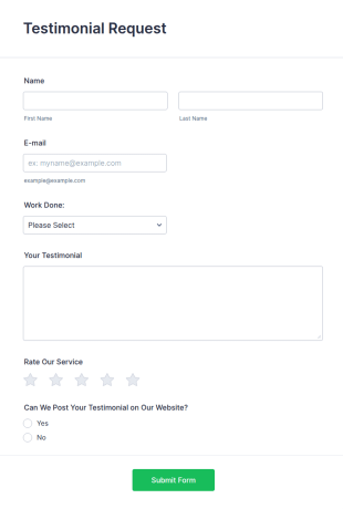 Testimonial Request Form Template
