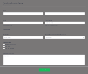 Texas Crime Prevention Agency Recruitment Form Template