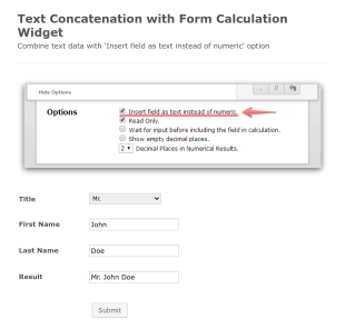 Text Concatenation With Form Calculation Widget