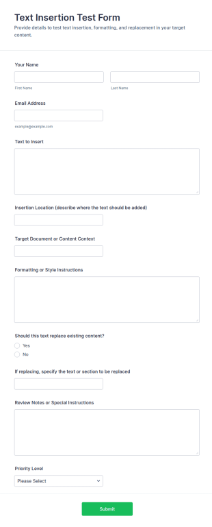 Text Insertion Test Form Template