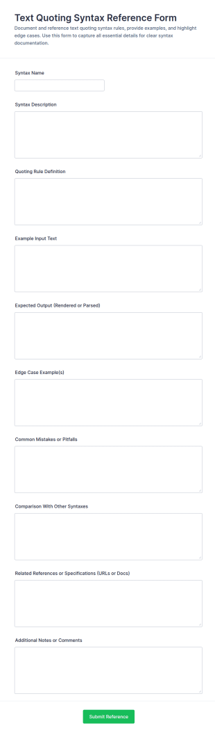 Text Quoting Syntax Reference Form Template