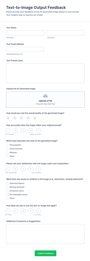Text To Image Output Feedback Form Template