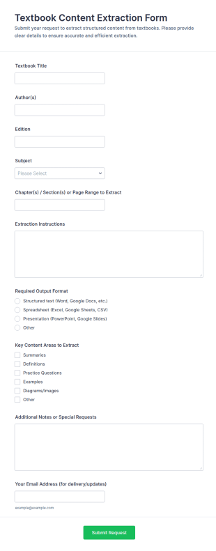 Textbook Content Extraction Form Template