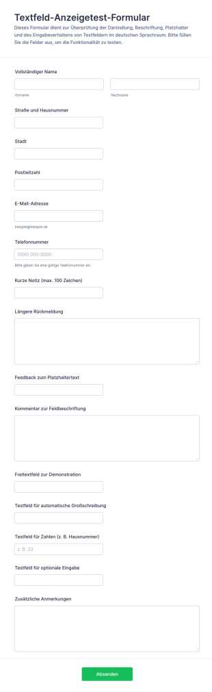Textfeld Anzeige Test