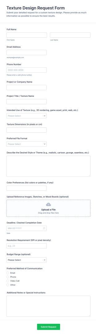 Texture Design Request Form Template