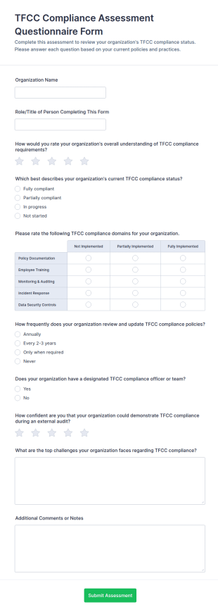 TFCC Compliance Assessment Questionnaire Form Template
