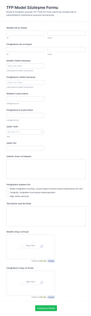 TFP Model Sözleşme Form Şablonu