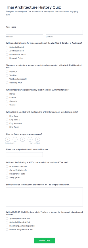 Thai Architecture History Quiz Form Template