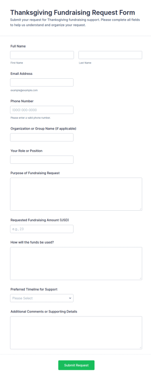 Thanksgiving Fundraising Request Form Template