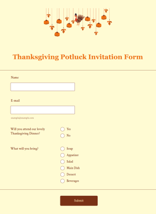 Thanksgiving Potluck Invitation Form Template